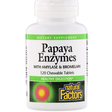 Natural Factors, Papaya Enzymes with Amylase & Bromelain, 120 Chewable Tablets