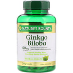 Nature's Bounty, Ginkgo Biloba, 60 mg, 200 Capsules - The Supplement Shop