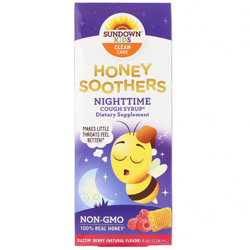 Sundown Naturals Kids, Honey Soothers, Nighttime Cough Syryp, Buzzin' Berry, 4 oz (118 ml)