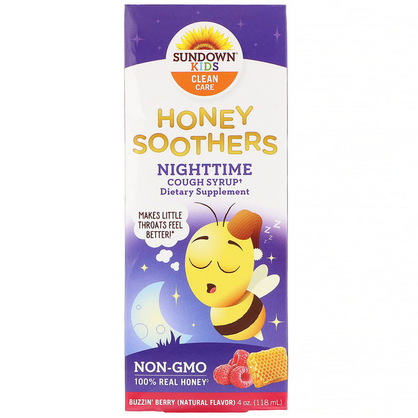 Sundown Naturals Kids, Honey Soothers, Nighttime Cough Syryp, Buzzin' Berry, 4 oz (118 ml) - The Supplement Shop