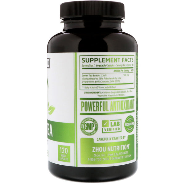 Zhou Nutrition, Green Tea Extract, 120 Veggie Capsules - The Supplement Shop