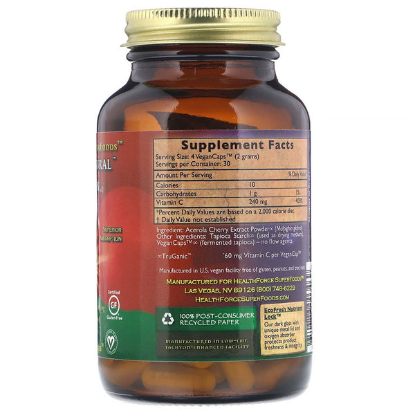 HealthForce Superfoods, Truly Natural Vitamin C, 120 Vegan Caps - The Supplement Shop
