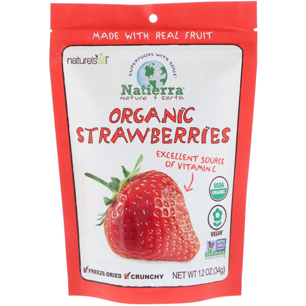 Natierra, Organic Freeze-Dried, Strawberries, 1.2 oz (34 g) - The Supplement Shop