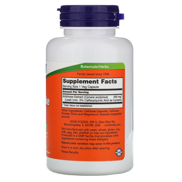 Now Foods, Artichoke Extract, 450 mg, 90 Veg Capsules - The Supplement Shop