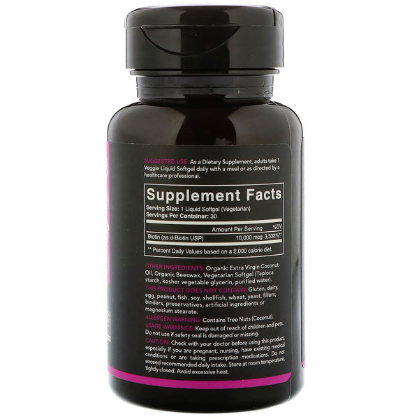 Sports Research, Biotin with Coconut Oil, 10,000 mcg, 30 Veggie Softgels - The Supplement Shop