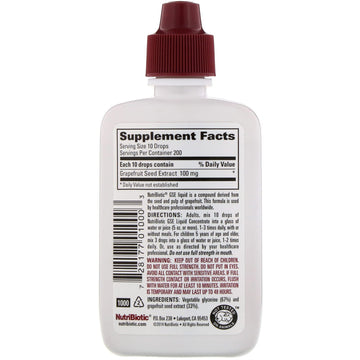 NutriBiotic, Vegan GSE Grapefruit Seed Extract, Liquid Concentrate, 2 fl oz (59 ml)