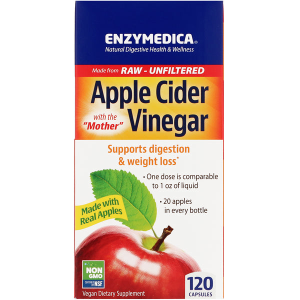Enzymedica, Apple Cider Vinegar with the Mother, 120 Capsules - The Supplement Shop