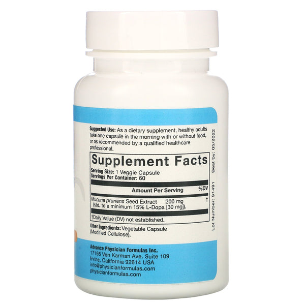 Advance Physician Formulas, Mucuna Pruriens, 200 mg, 60 Vegetable Capsules - The Supplement Shop