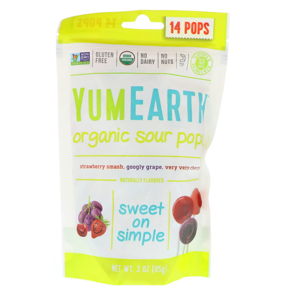 YumEarth, Organics, Sour Pops, Assorted Flavors, 14 Pops, 3 oz (85 g) - The Supplement Shop