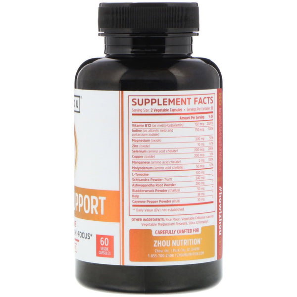 Zhou Nutrition, Thyroid Support with Iodine, 60 Veggie Capsules - The Supplement Shop