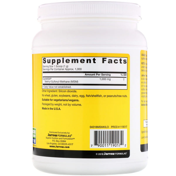 Jarrow Formulas, MSM Powder, 2.2 lbs (1000 g) - The Supplement Shop