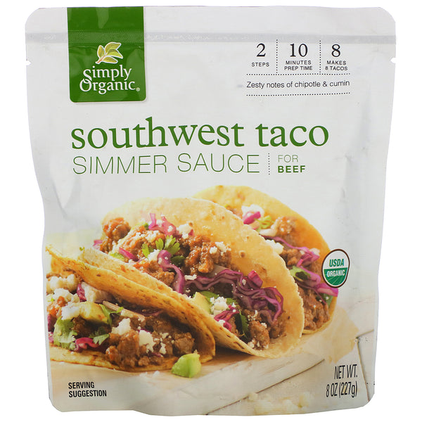 Simply Organic, Organic Simmer Sauce, Southwest Taco, For Beef, 8 oz (227 g) - The Supplement Shop