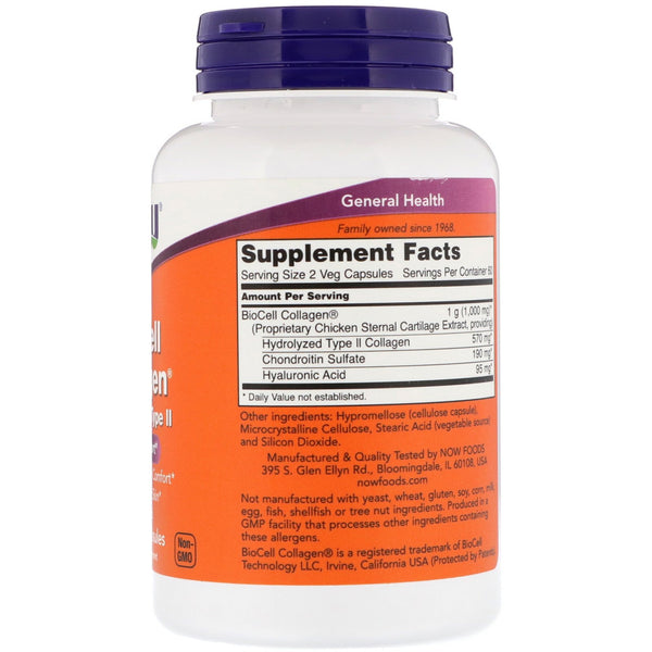 Now Foods, BioCell Collagen, Hydrolyzed Type II, 120 Veg Capsules - The Supplement Shop