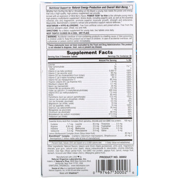 NaturesPlus, Source of Life, Power Teen® for Him, Sugar Free, Wild Berry, 60 Chewable Tablets
