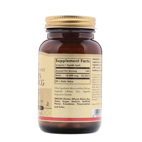 Solgar, Super High Potency, Biotin, 10,000 mcg, 120 Vegetable Capsules - The Supplement Shop