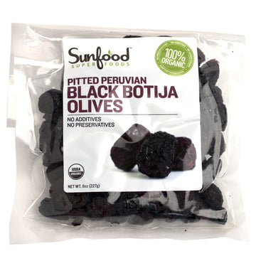 Sunfood, Organic, Pitted Peruvian Black Botija Olives, 8 oz (227 g)