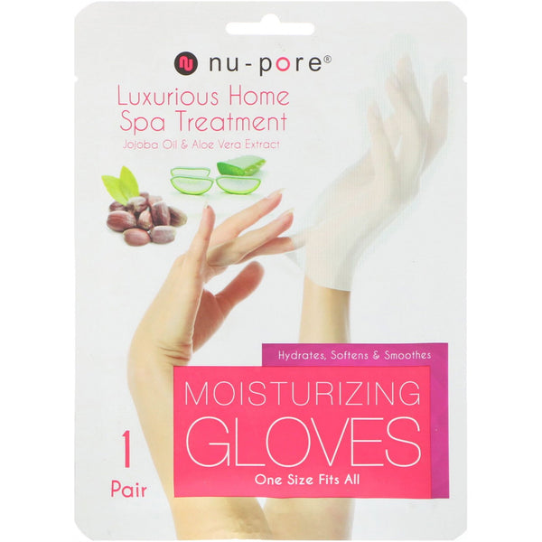 Nu-Pore, Moisturizing Gloves, Jojoba Oil & Aloe Vera Extract, 1 Pair - The Supplement Shop