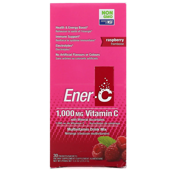 Ener-C, Vitamin C, Multivitamin Drink Mix, Raspberry, 30 Packets, 9.8 oz (277 g) - The Supplement Shop
