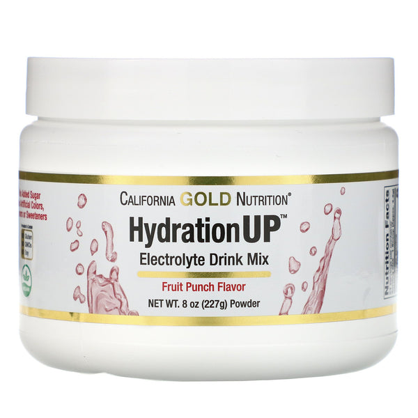 California Gold Nutrition, HydrationUP, Electrolyte Drink Mix Powder, Fruit Punch, 8 oz (227 g) - The Supplement Shop