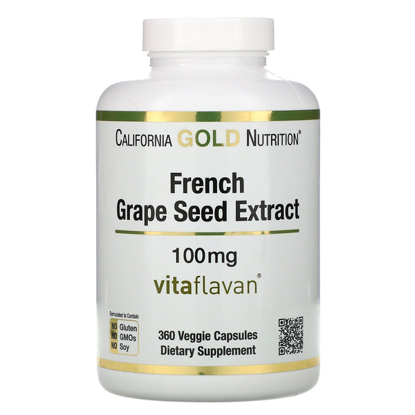 California Gold Nutrition, French Grape Seed Extract, VitaFlavan, Antioxidant Polyphenol, 100 mg, 360 Veggie Capsules - The Supplement Shop