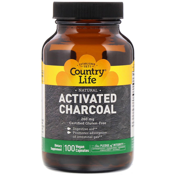 Country Life, Activated Charcoal, 260 mg, 100 Vegan Capsules - The Supplement Shop