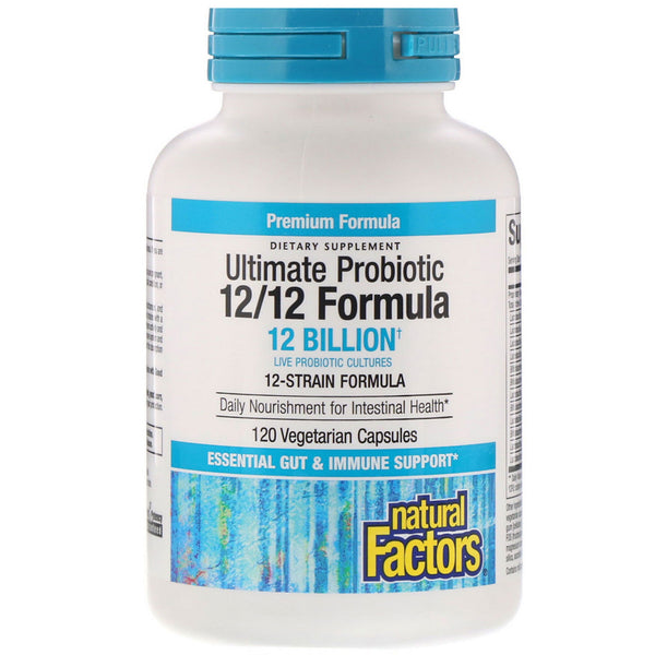 Natural Factors, Ultimate Probiotic, 12/12 Formula, 12 Billion CFU, 120 Vegetarian Capsules - The Supplement Shop