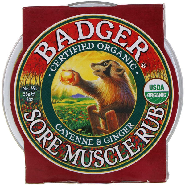 Badger Company, Organic, Sore Muscle Rub, Cayenne & Ginger, 2 oz (56 g) - The Supplement Shop