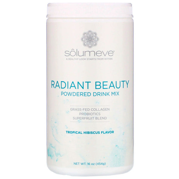 Solumeve, Radiant Beauty, Grass-Fed Collagen, Probiotics & Superfruits Powdered Drink Mix, Tropical Hibiscus, 16 oz (454 g) - The Supplement Shop