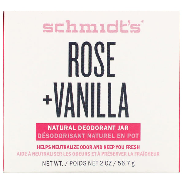 Schmidt's, Natural Deodorant Jar, Rose + Vanilla, 2 oz (56.7 g) - The Supplement Shop