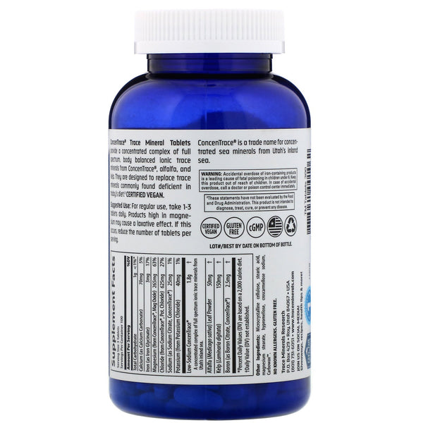 Trace Minerals Research, ConcenTrace, Trace Mineral Tablets, 300 Tablets - The Supplement Shop