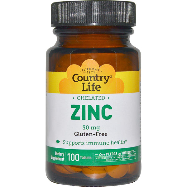Country Life, Chelated Zinc, 50 mg, 100 Tablets - The Supplement Shop