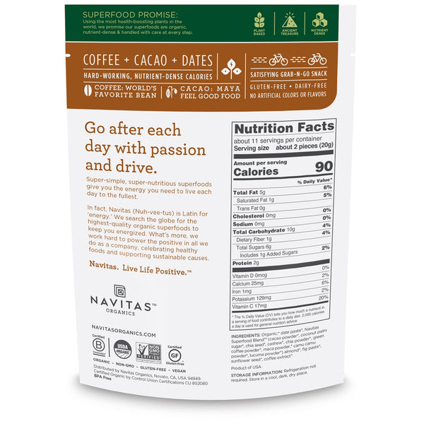 Navitas Organics, Organic Power Snacks, Coffee Cacao, 8 oz (227 g) - The Supplement Shop