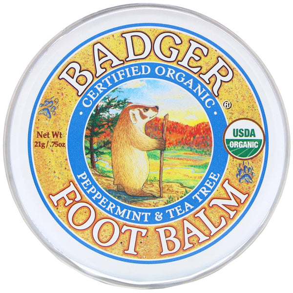 Badger Company, Organic, Foot Balm, Peppermint & Tea Tree, .75 oz (21 g) - The Supplement Shop