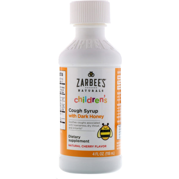 Zarbee's, Children's Cough Syrup, Dark Honey, Natural Cherry Flavor, 4 fl oz (118 ml) - The Supplement Shop