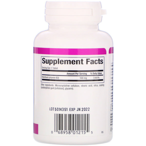 Natural Factors, Vitamin B2, Riboflavin, 100 mg, 90 Tablets - The Supplement Shop