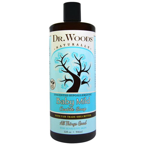 Dr. Woods, Baby Mild, Castile Soap with Fair Trade Shea Butter, Unscented, 32 fl oz (946 ml) - The Supplement Shop