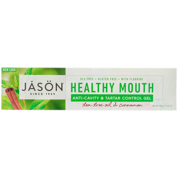 Jason Natural, Healthy Mouth, Anti-Cavity & Tartar Control Gel, Tea Tree Oil & Cinnamon, 6 oz (170 g) - The Supplement Shop