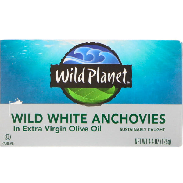 Wild Planet, Wild White Anchovies In Extra Virgin Olive Oil, 4.4 oz (125 g) - The Supplement Shop