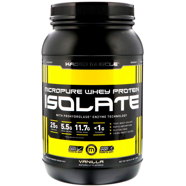 Kaged Muscle, MicroPure Whey Protein Isolate, Vanilla, 3 lbs (1.36 kg) - The Supplement Shop