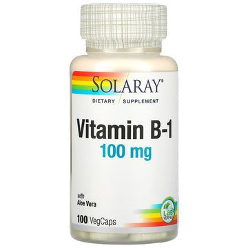Solaray, Vitamin B-1 with Aloe Vera, 100 mg, 100 VegCaps