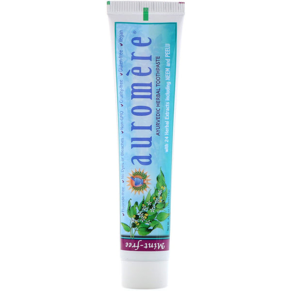 Auromere, Ayurvedic Herbal Toothpaste, Mint-Free, 4.16 oz (117 g) - The Supplement Shop
