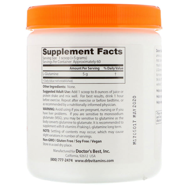Doctor's Best, Pure L-Glutamine Powder, 10.6 oz (300 g) - The Supplement Shop