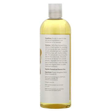 NOW Foods, Sweet Almond Oil, 100% Pure Moisturizing Oil, Unscented, 16 fl oz (473 ml)