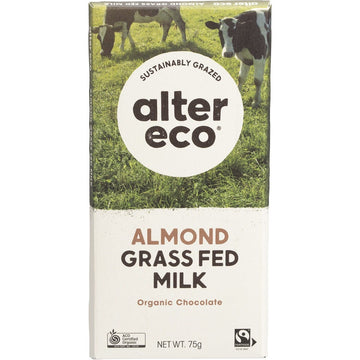 Alter Eco Chocolate Organic Almond Grass Fed Milk 12x75g