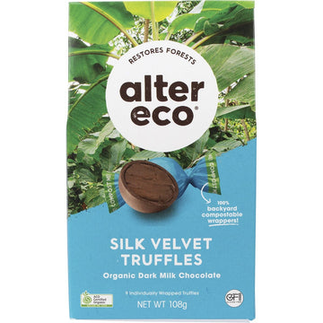 Alter Eco Chocolate Organic Dark Milk Silk Velvet Truffles 5x108g