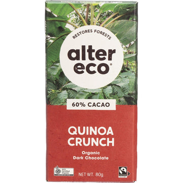 Alter Eco Chocolate Organic Dark Quinoa Crunch 12x80g