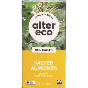 Alter Eco Chocolate Organic Dark Salted Almonds 12x80g