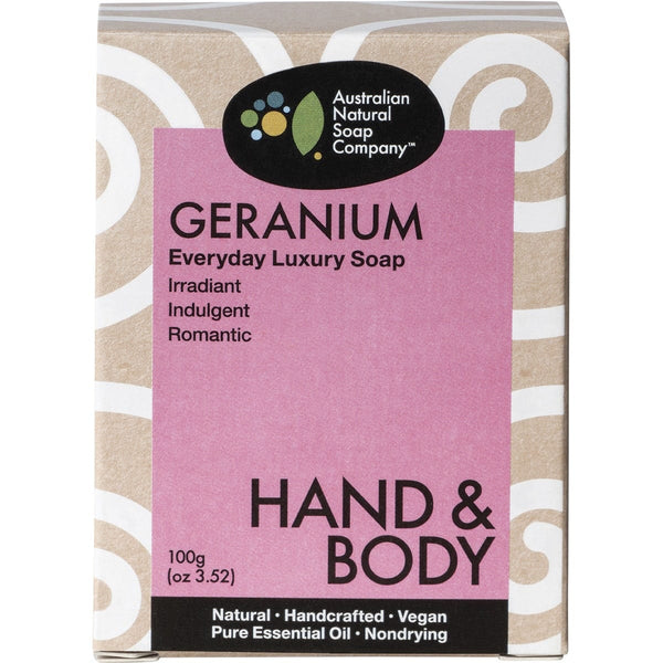 Australian Natural Soap Co Hand & Body Everyday Luxury Geranium 100g