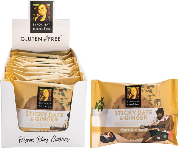 Byron Bay Cookies Gluten Free Cookies Sticky Date & Ginger 12x60g