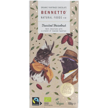 Bennetto Organic Dark Chocolate Toasted Hazelnut 14x100g